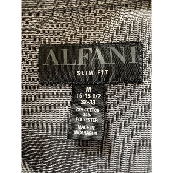 Alfani Mens Gray Button Down Dress Shirt Slim Fit Medium 32-33 - Picture 4 of 9